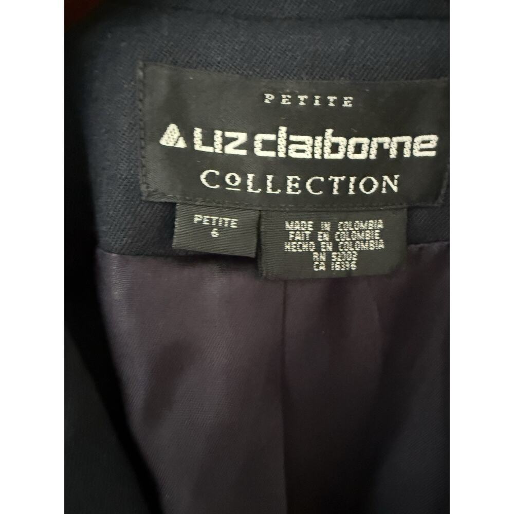 Liz Claiborne Collection Wool Blazer Jacket Navy Blue Size 6P Gold Buttons - Picture 5 of 10